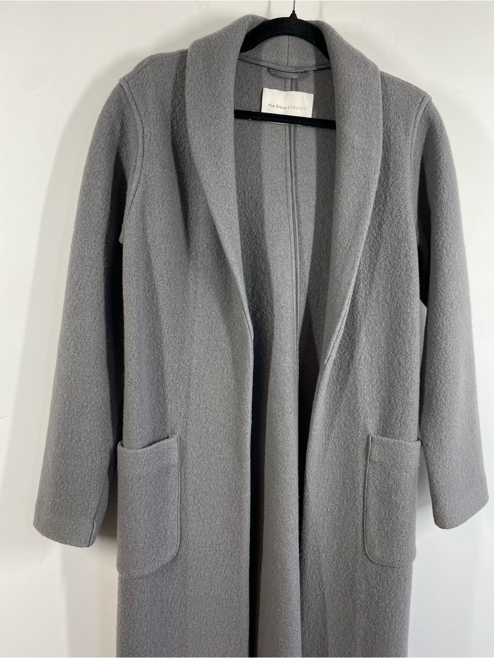 Aritzia Babaton Merino Wool Long Coat Open Cardigan Grey Small Quiet Luxury Chic - Picture 4 of 14